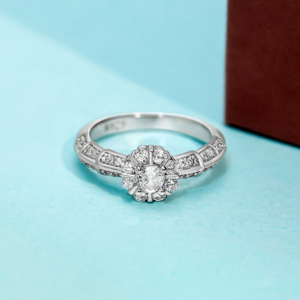 Stone Studded Spiral Silver Ring